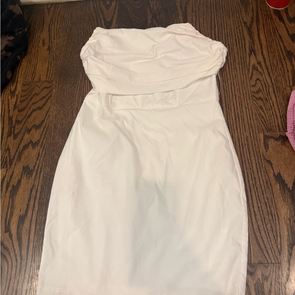 Strapless White Sheath Dress - Women's Elegant Summer Look